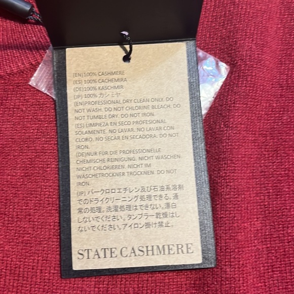 STATE CASHMERE Mock-Neck Quarter Button Polo Sweater Elbow Patch 100% Cashmere L - Picture 11 of 14